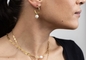 Alltagskleidung Perlen Creolen 25mm Edelstahl Ohrringe